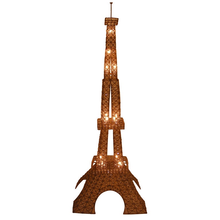 1950s Eiffel Tower Floor Lamp in Metal and Crystal at 1stdibs