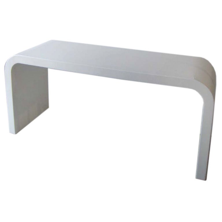 WHITE LACQUERED WATERFALL CONSOLE TABLE at 1stdibs