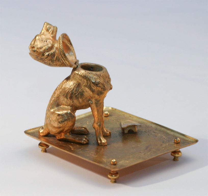 French Bronze D'ore Figural Dog Match Strike image 4