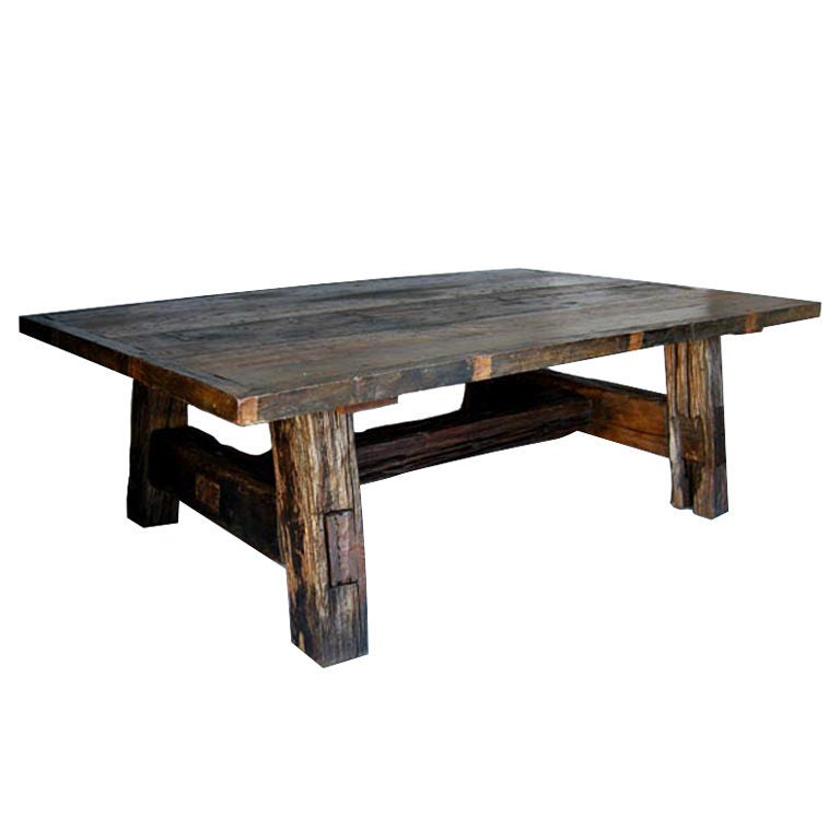 Large Reclaimed Wood Dining Table at 1stdibs