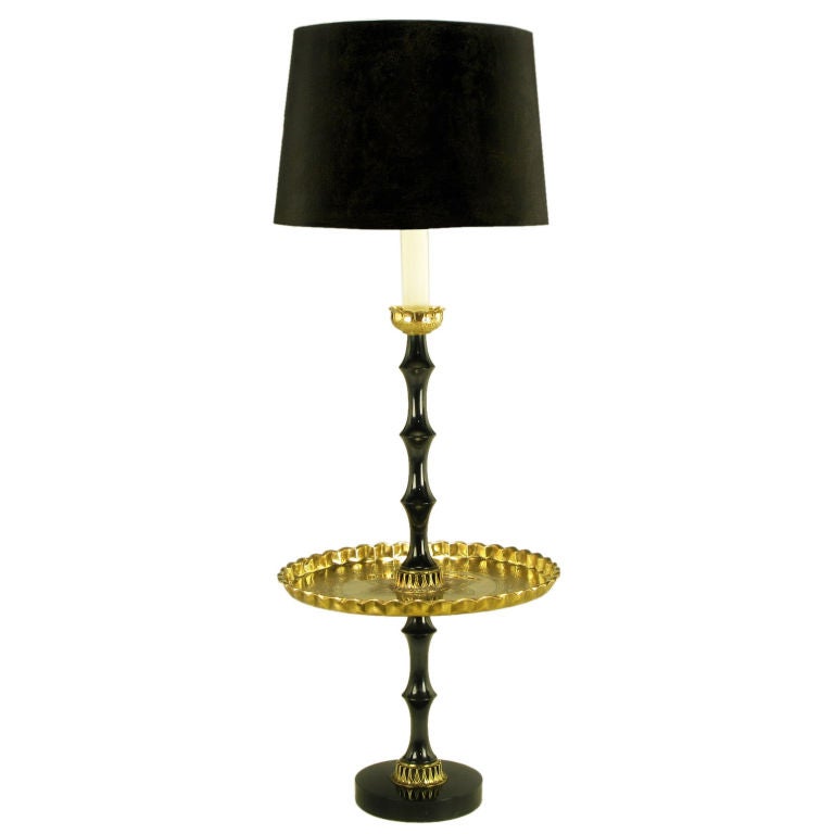 Moroccan Floor Lamps on Moroccan Etched Brass   Black Lacquer Floor Lamp At 1stdibs