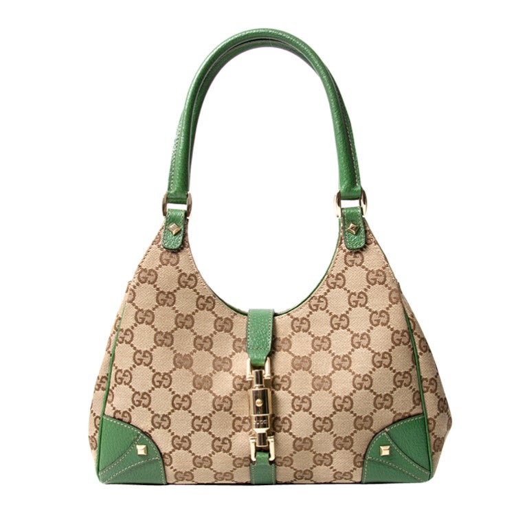 Gucci Monogram and Green Handbag at 1stdibs