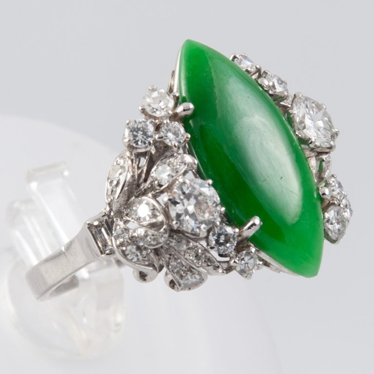 Jade and Diamond Ring at 1stdibs