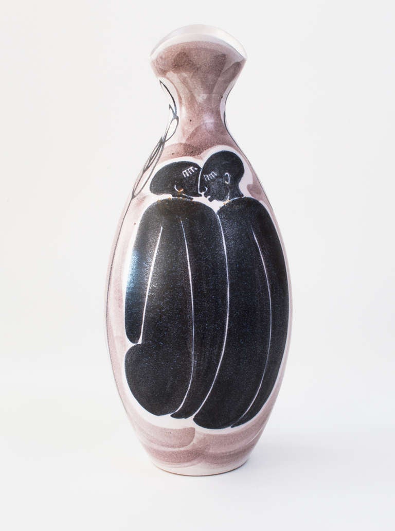 Mid-century Hand Decorated Ceramic Vase by Mette Doller for ...