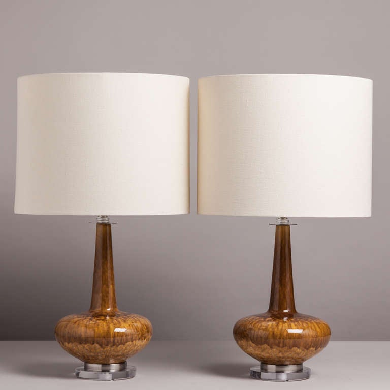 An Unusual Pair of Dripglaze Ceramic Table Lamps 1960/70s at 1stdibs