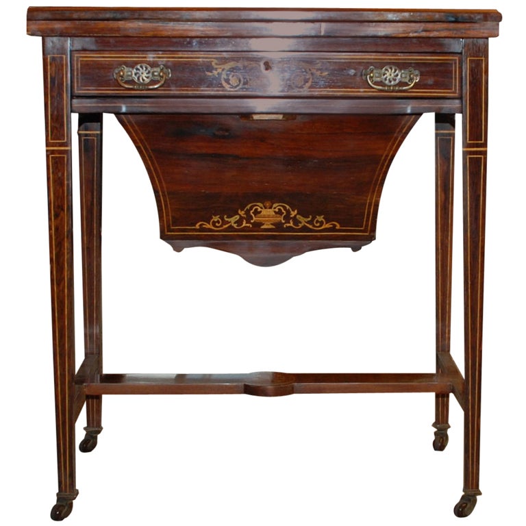 Antique Rosewood Inlaid Games Table at 1stdibs