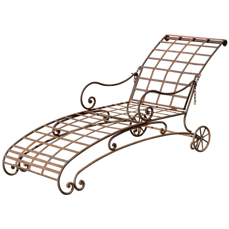 Wrought Iron Chaise Lounge at 1stdibs