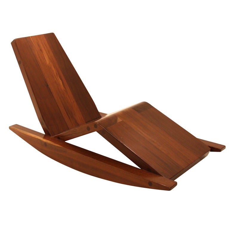 Solid salvaged Ipe wood rocking chair by Zanini de Zanine at 1stdibs