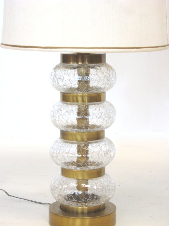 Pair of Paul Hanson clear crackle glass lamps image 7