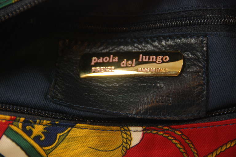 Paola del Lungo Silk and Leather Handbag at 1stdibs