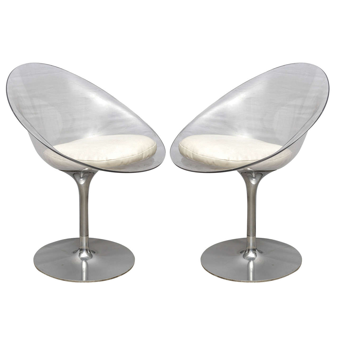 Philippe Starck for Kartell lucite-and-chrome Eros swivel chairs, 2001
