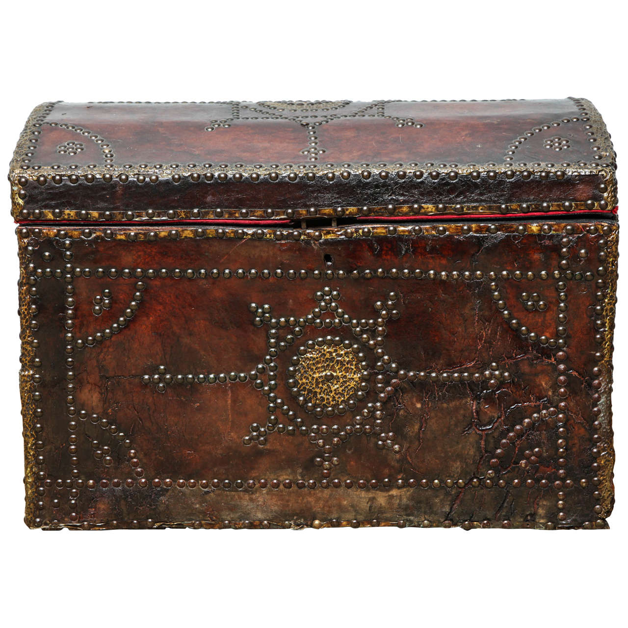 19th-Century Studded Leather Trunk