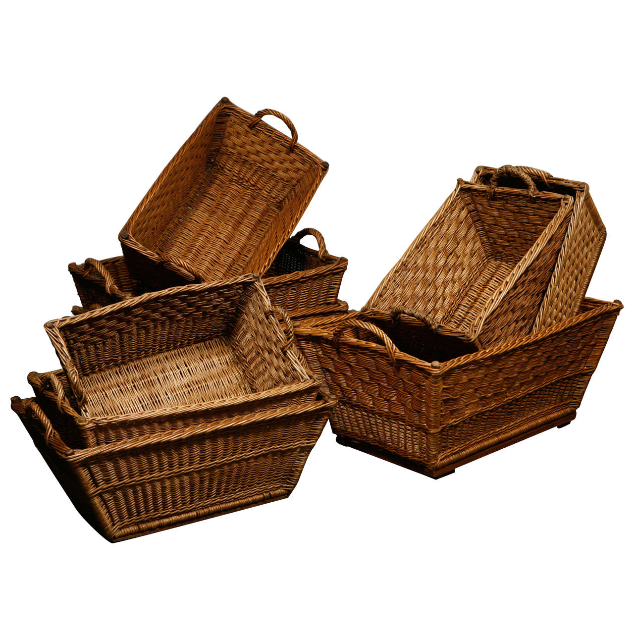 French wicker baskets, 1930s