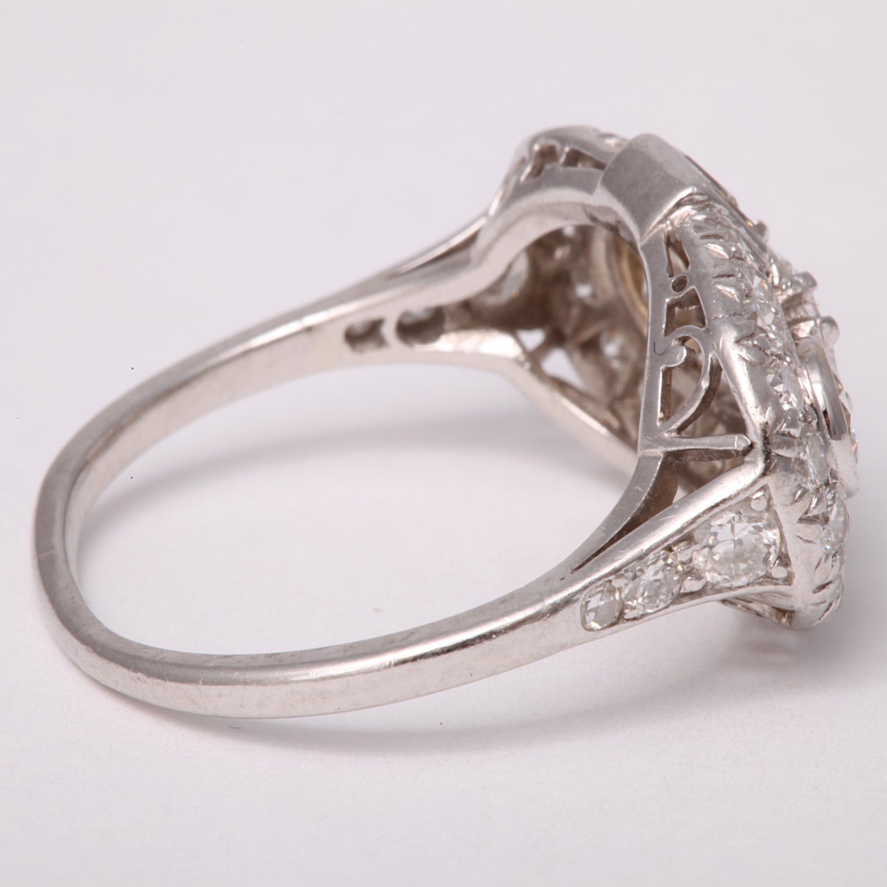 Art Deco Three Stone Diamond Platinum Ring at 1stdibs