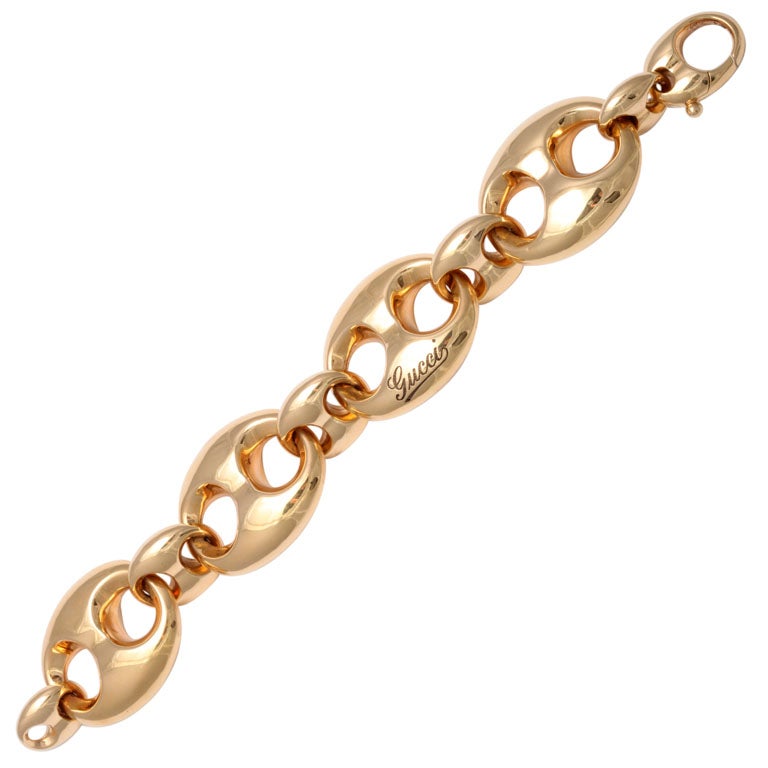 GUCCI classic link gold open link bracelet at 1stdibs