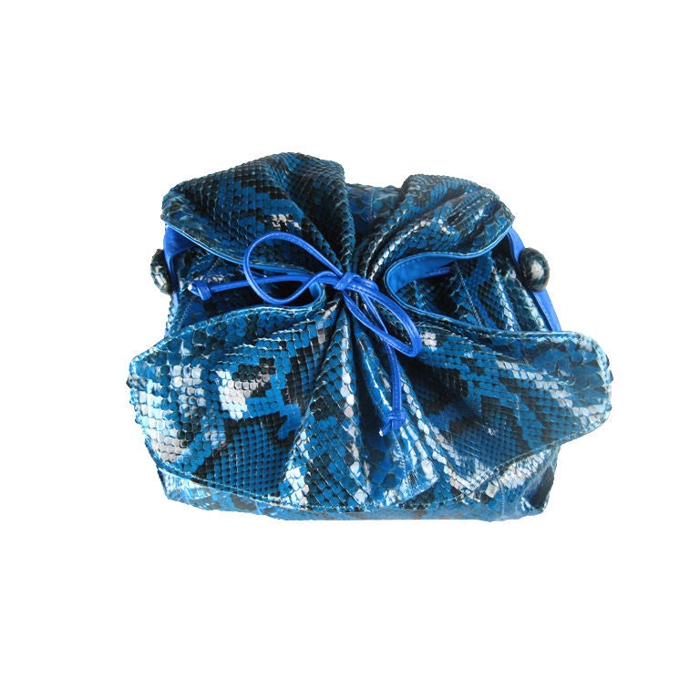 Carlos Falchi Royal Blue Snakeskin Handbag