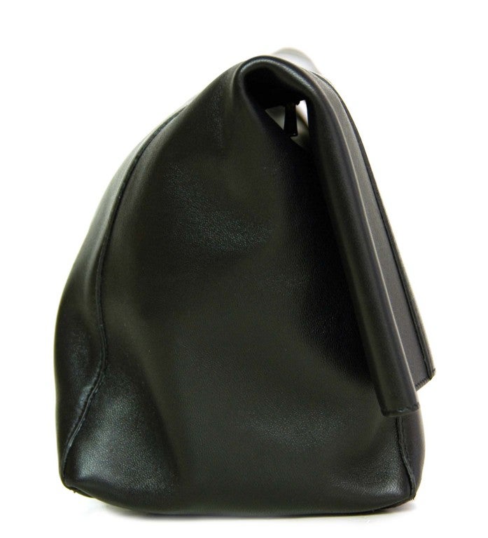 celine black clutch box leather  