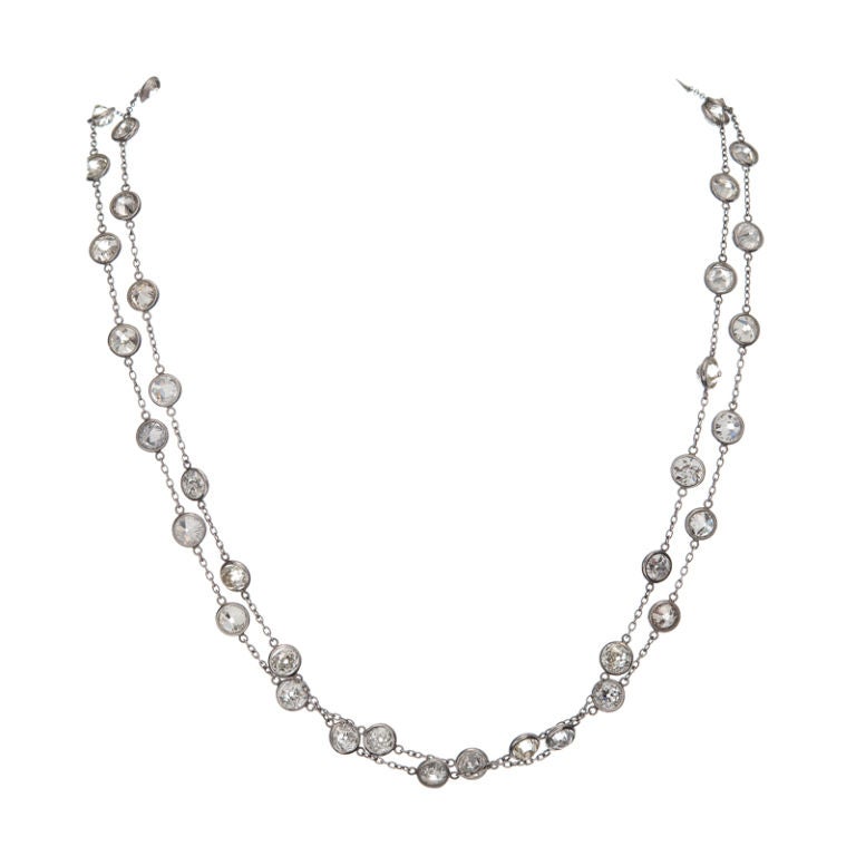 Old European Cut "Diamond-by-the-Yard" Platinum Necklace ...
