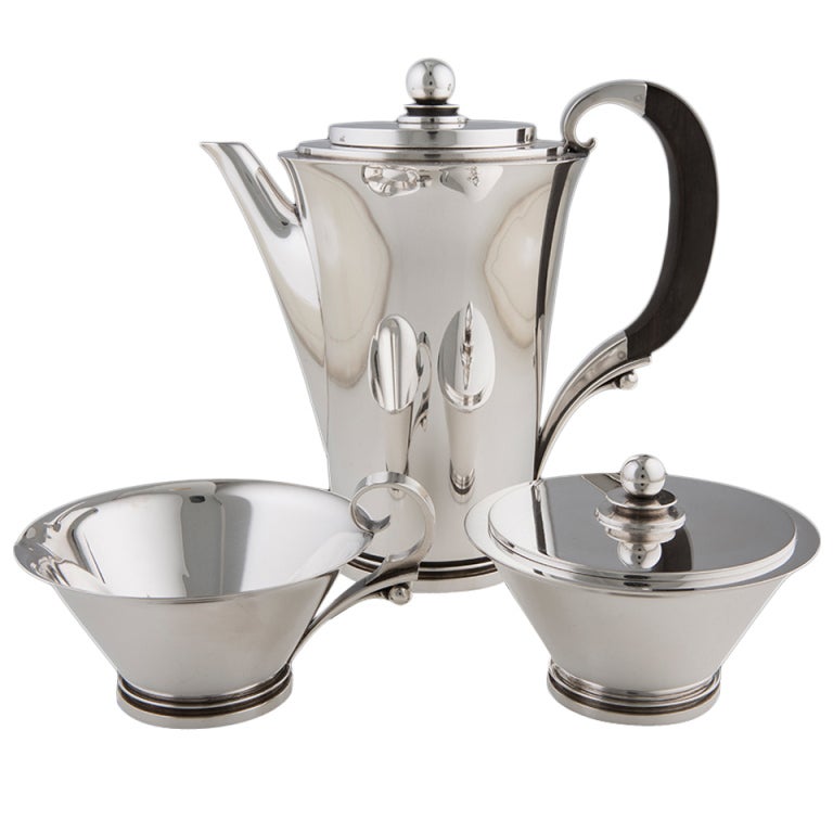 Harald Nielsen for Georg Jensen sterling service Pyramid coffee service, 1930