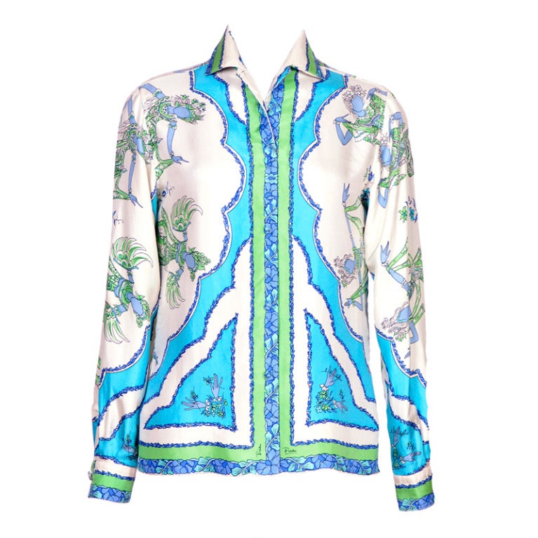 60's signed vintage Emilio Pucci silk shirt at 1stdibs