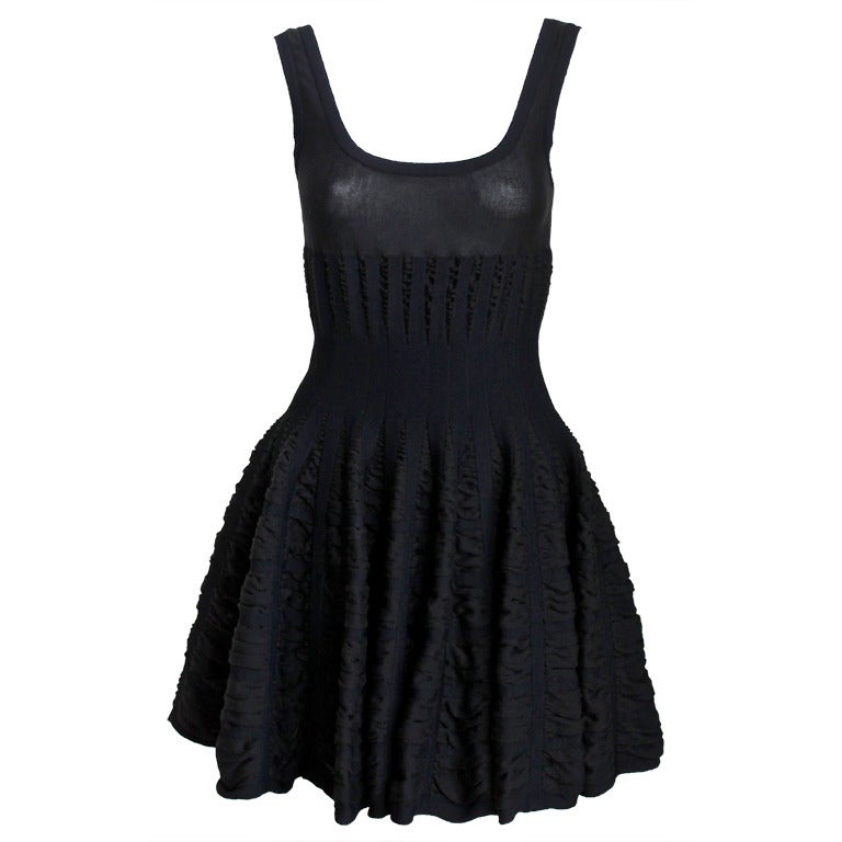 AZZEDINE ALAIA black mini dress with full ruched skirt at 1stdibs