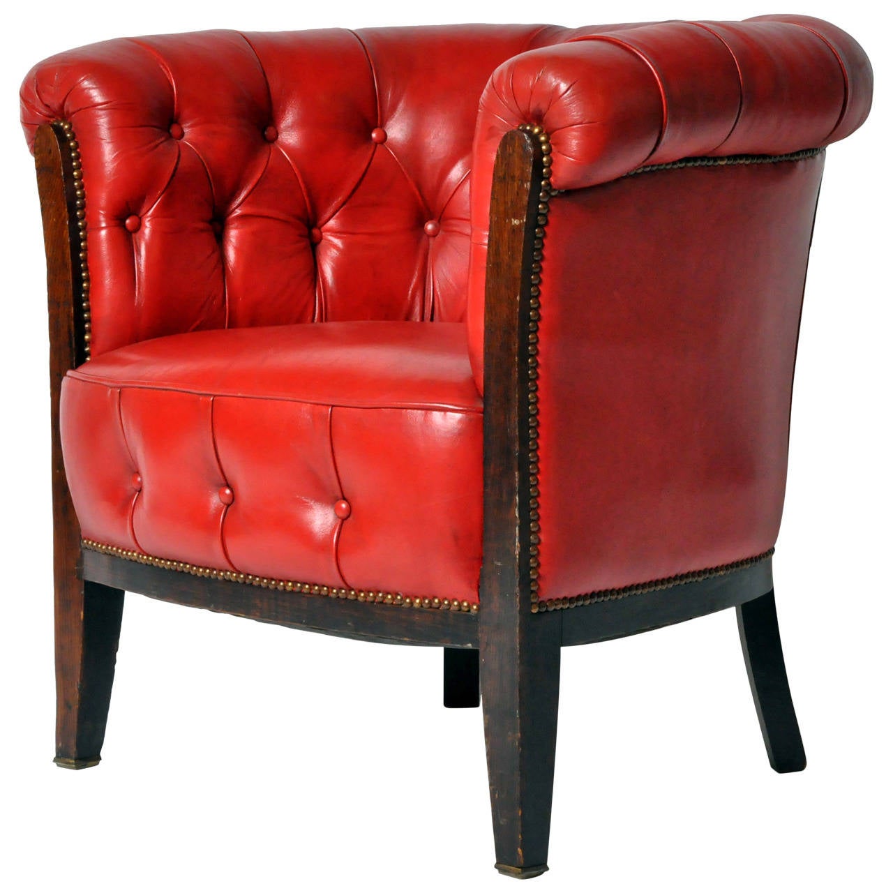 Vintage Tufted Red Leather Chair at 1stdibs