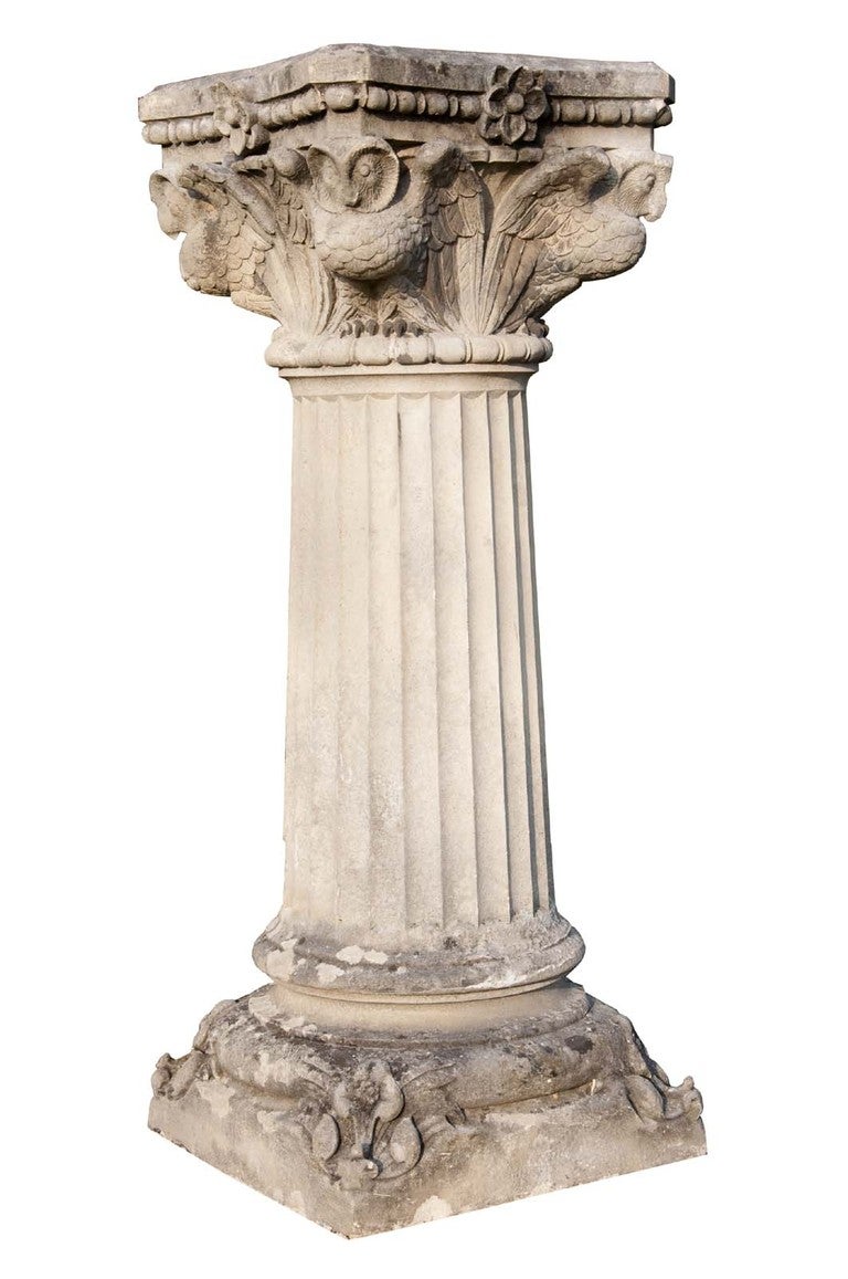 Neo-Gothic style carved stone pedestal at 1stdibs