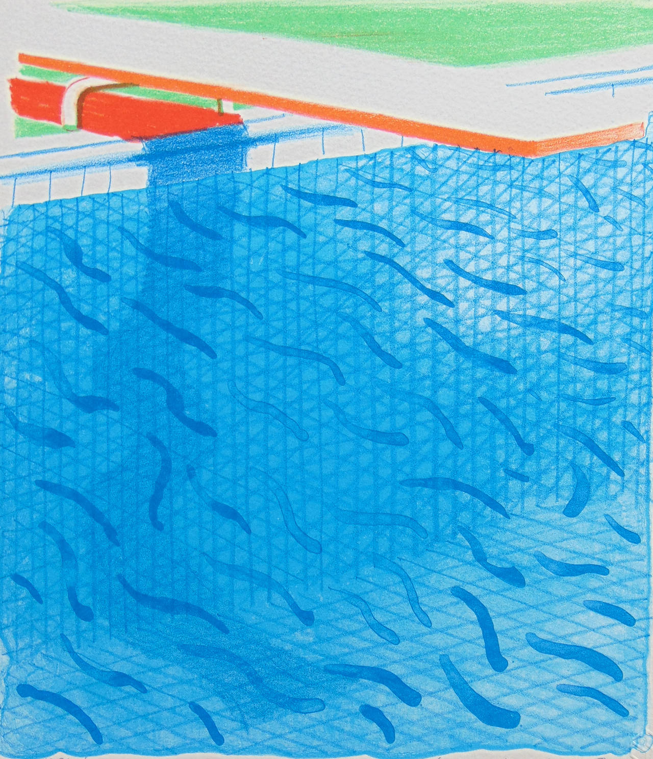 Pool made with Paper and Blue Ink for a Book, 1980, by David Hockney