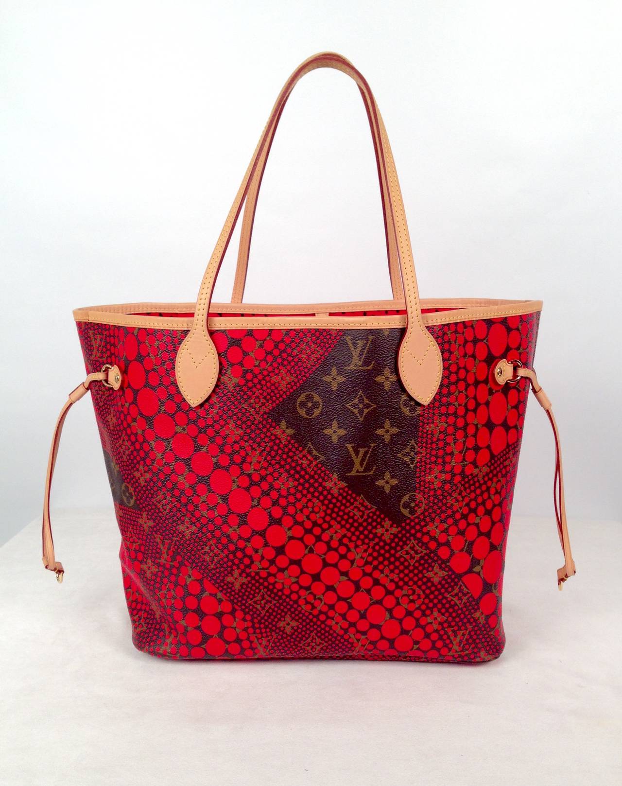 Louis Vuitton Limited Edition Yayoi Kusama Red Polka Dot Waves Neverfull MM Bag at 1stdibs